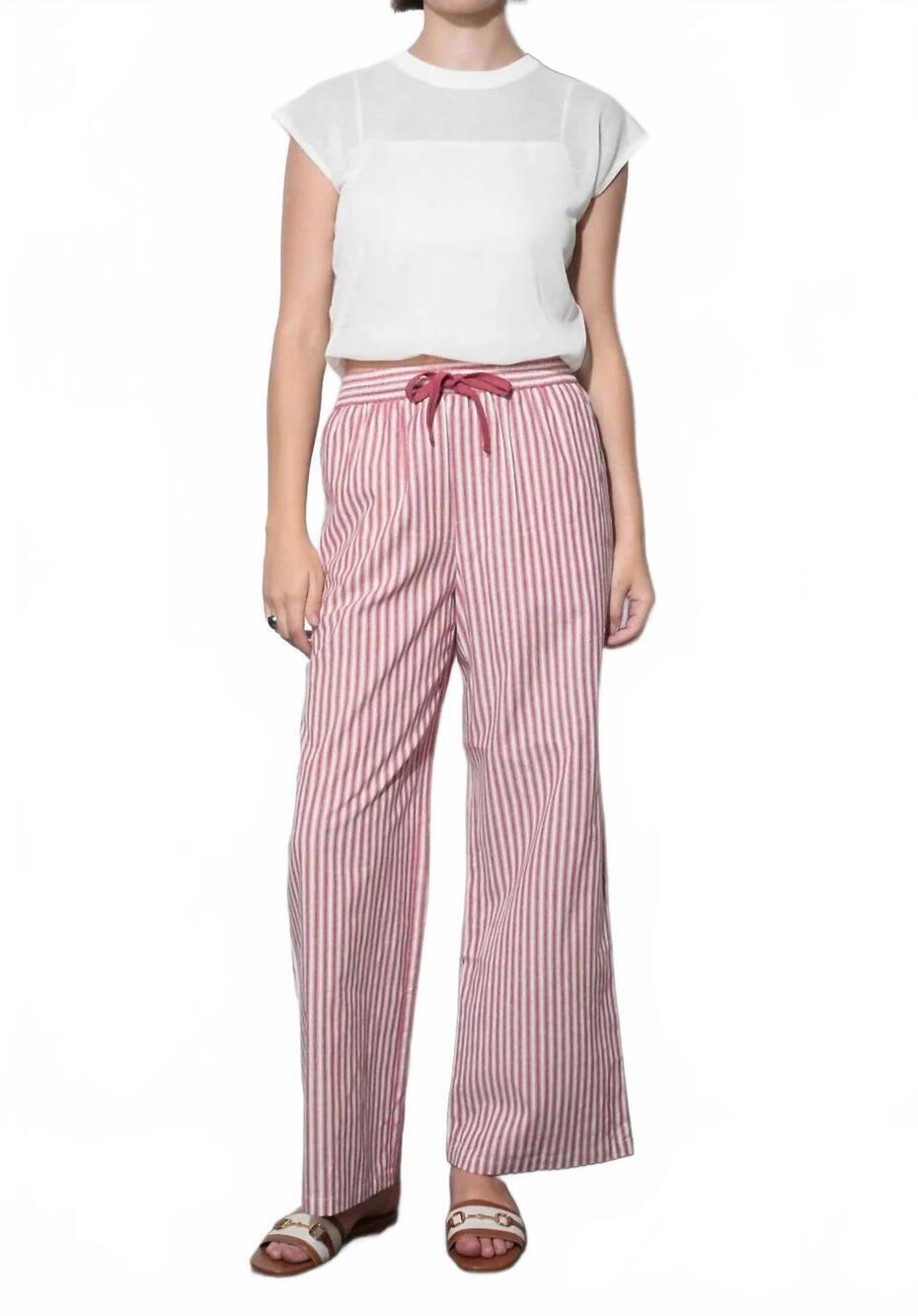 NEW GREYLIN hellen stripe pull up drawstring pants in berry